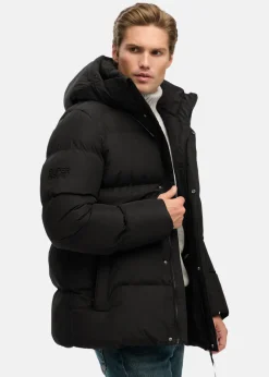 HOODED 5 BAFFLE SPORTS PUFFER