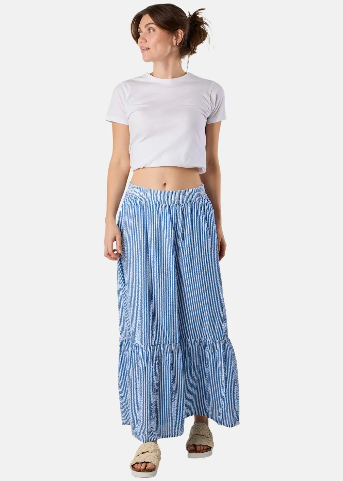 Marina Seersucker Long Skirt W